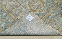 Multi Size Aqua Beige Gold Color Hand Knotted Oushak Wool Traditional Oriental Rug