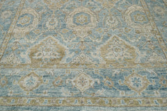 Multi Size Aqua Beige Gold Color Hand Knotted Oushak Wool Traditional Oriental Rug