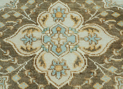 8x10 Beige, Green, Gold Color Hand Knotted Oushak Wool Oriental Rug