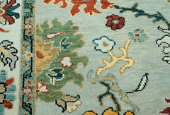 8x10 Mint, Ivory, Gold Color Hand Knotted Oushak Wool Oriental Rug