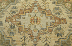 8x10 Green, Beige, Lime Color Hand Knotted Oushak Wool Traditional Oriental Rug