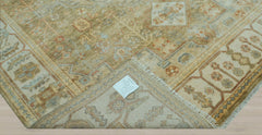 8x10 Green, Beige, Lime Color Hand Knotted Oushak Wool Traditional Oriental Rug