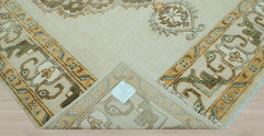 8x10 Beige, Green, Gold Color Hand Knotted Oushak Wool Oriental Rug