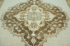 8x10 Beige, Green, Gold Color Hand Knotted Oushak Wool Oriental Rug