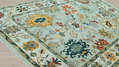 8x10 Mint, Ivory, Gold Color Hand Knotted Oushak Wool Oriental Rug