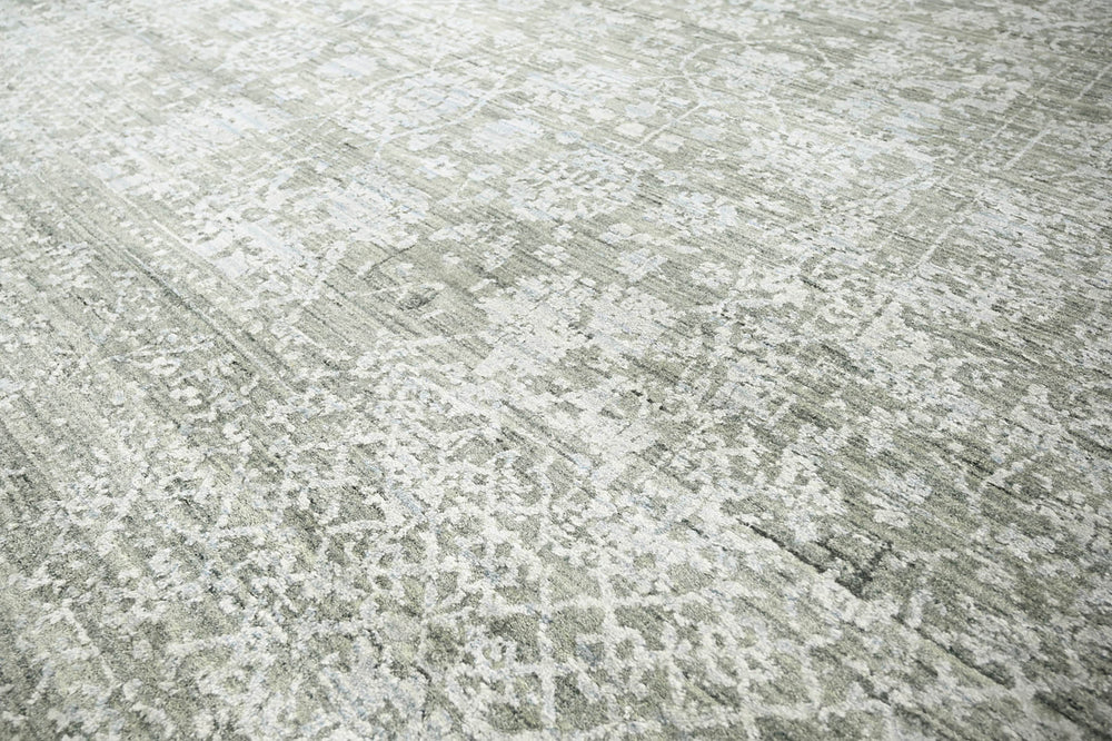 8x11 Gray, Beige, Moss Color Hand Knotted 100% Wool Modern & Contemporary Oriental Rug