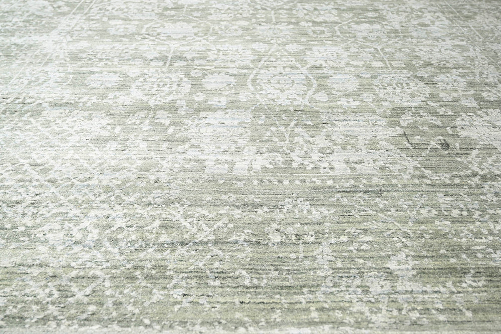 8x11 Gray, Beige, Moss Color Hand Knotted 100% Wool Modern & Contemporary Oriental Rug