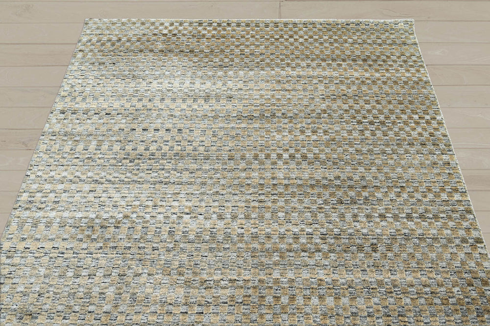 5x8 Gray, Light Gold, Color Hand Knotted 100% Wool Modern & Contemporary Oriental Rug
