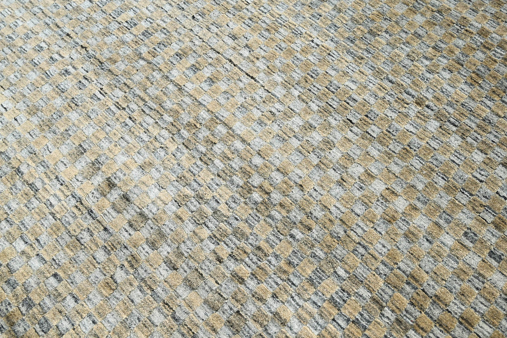 5x8 Gray, Light Gold, Color Hand Knotted 100% Wool Modern & Contemporary Oriental Rug
