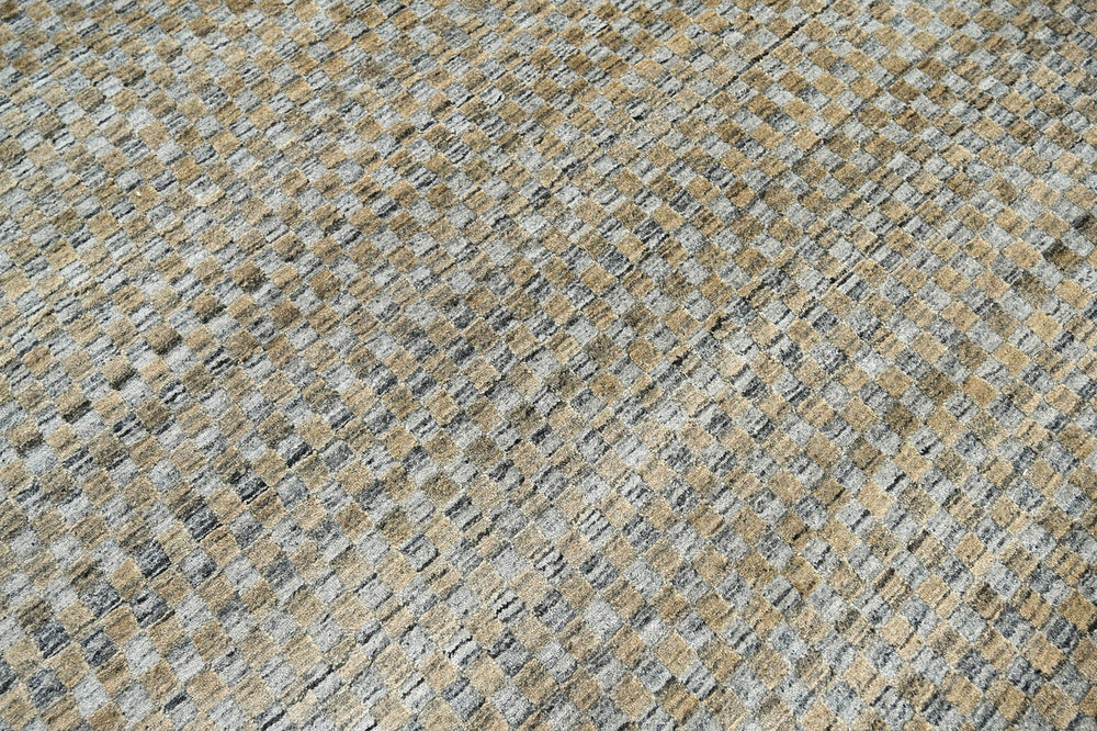 5x8 Gray, Light Gold, Color Hand Knotted 100% Wool Modern & Contemporary Oriental Rug
