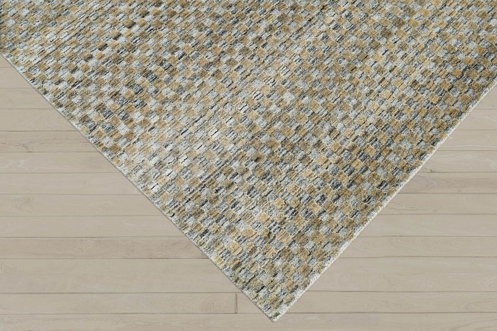 5x8 Gray, Light Gold, Color Hand Knotted 100% Wool Modern & Contemporary Oriental Rug