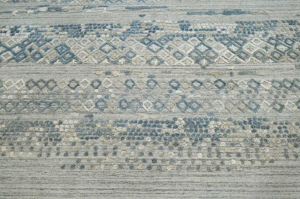 6x9 Gray, Blue, Color Hand Knotted 100% Wool Modern & Contemporary Oriental Rug