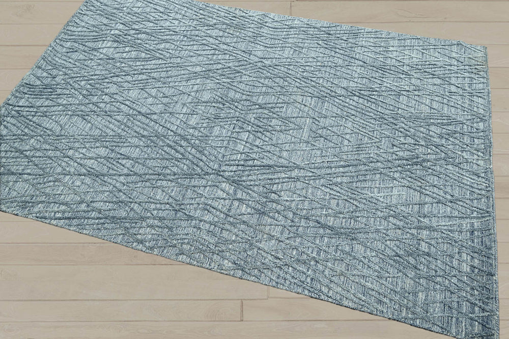 4x6 Blue, Gray, Color Hand Knotted 100% Wool Modern & Contemporary Oriental Rug