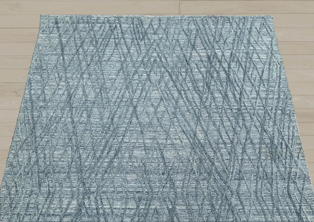 4x6 Blue, Gray, Color Hand Knotted 100% Wool Modern & Contemporary Oriental Rug