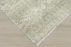 Multi Size Beige Gray Color Hand Knotted Wool Southwestern Oriental Rug