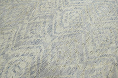 Multi Size Gray Beige Blue Color Hand Knotted Wool Transitional Oriental Rug