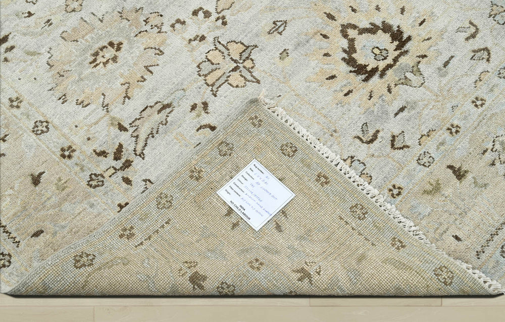 6x9 Gray Beige, Taupe, Brown Color Hand Knotted Oushak Wool Traditional Oriental Rug