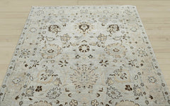 6x9 Gray Beige, Taupe, Brown Color Hand Knotted Oushak Wool Traditional Oriental Rug