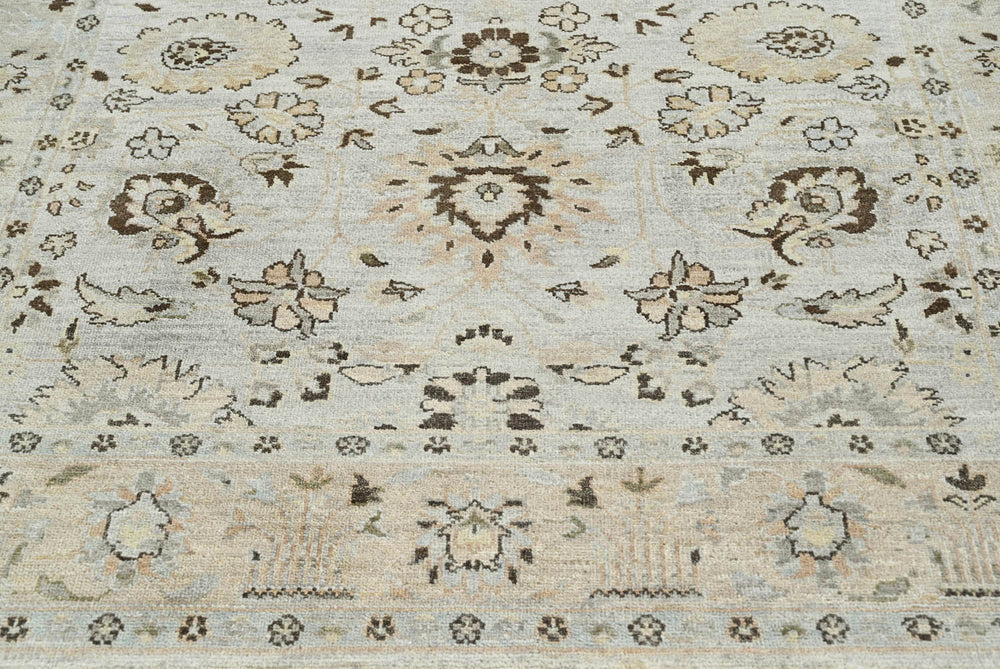 6x9 Gray Beige, Taupe, Brown Color Hand Knotted Oushak Wool Traditional Oriental Rug