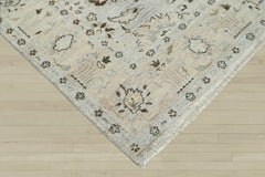 6x9 Gray Beige, Taupe, Brown Color Hand Knotted Oushak Wool Traditional Oriental Rug