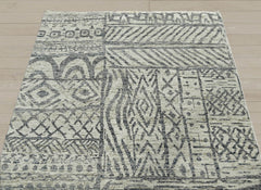 5x8 Gray Beige, , Color Hand Knotted 100% Wool Modern & Contemporary Oriental Rug