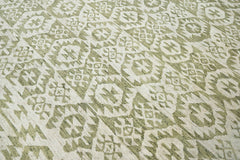 10x14 Beige, Green, Color Hand Knotted 100% Wool Southwestern Oriental Rug