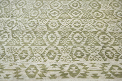 10x14 Beige, Green, Color Hand Knotted 100% Wool Southwestern Oriental Rug