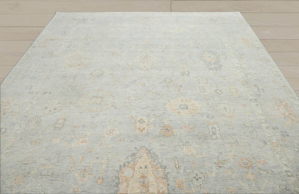 Multi Size Gray Slate Beige Color Hand Knotted Oushak Wool Traditional Oriental Rug