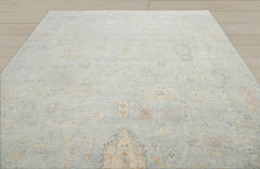 Multi Size Gray Slate Beige Color Hand Knotted Oushak Wool Traditional Oriental Rug
