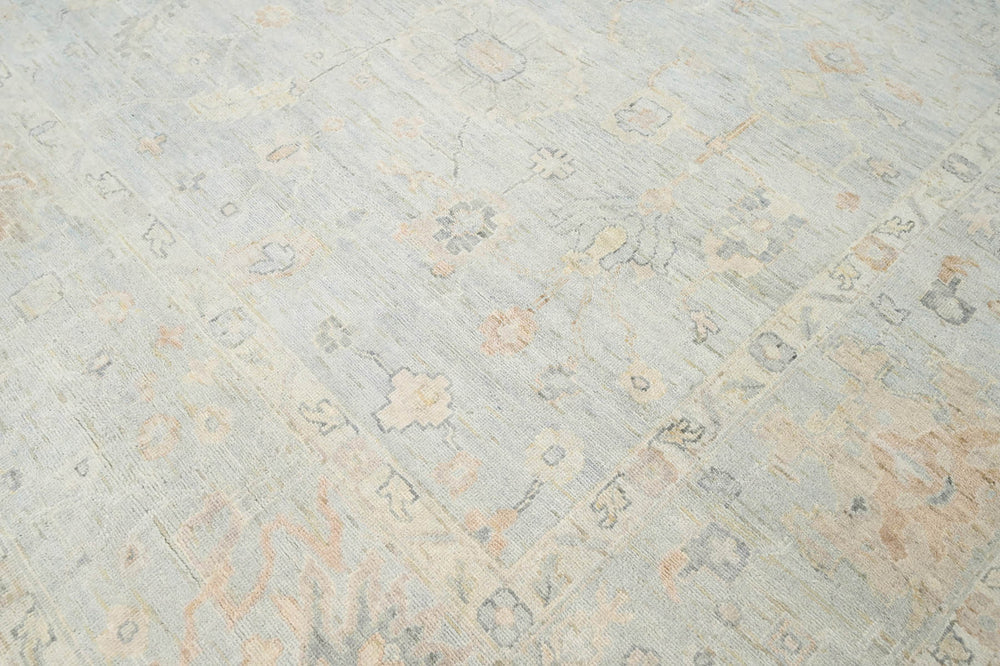 Multi Size Gray Slate Beige Color Hand Knotted Oushak Wool Traditional Oriental Rug