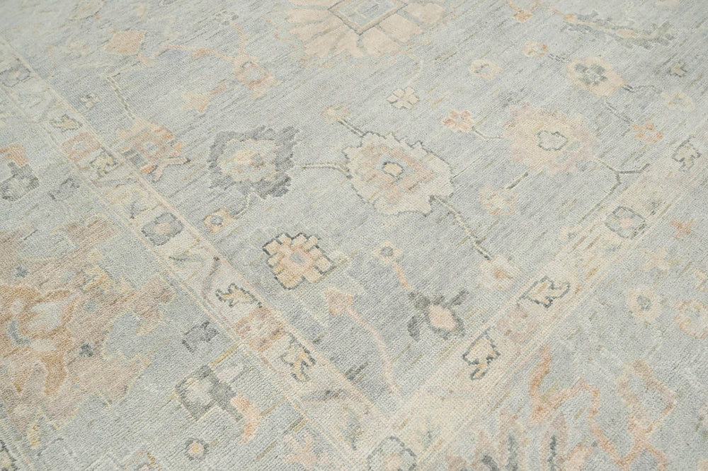 Multi Size Gray Slate Beige Color Hand Knotted Oushak Wool Traditional Oriental Rug