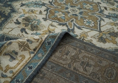12x15 Blue, Gray, Beige Color Hand Knotted Oushak Wool Oriental Rug