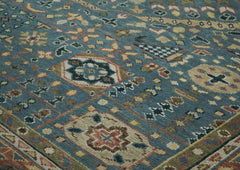 12x15 Blue, Rose, Green Color Hand Knotted Oushak Wool Traditional Oriental Rug