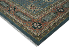 12x15 Blue, Rose, Green Color Hand Knotted Oushak Wool Traditional Oriental Rug