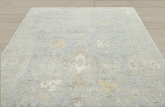 Multi Size Slate Gray Beige Color Hand Knotted Afghan Oushak Wool Traditional Oriental Rug