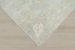 Multi Size Slate Gray Beige Color Hand Knotted Afghan Oushak Wool Traditional Oriental Rug