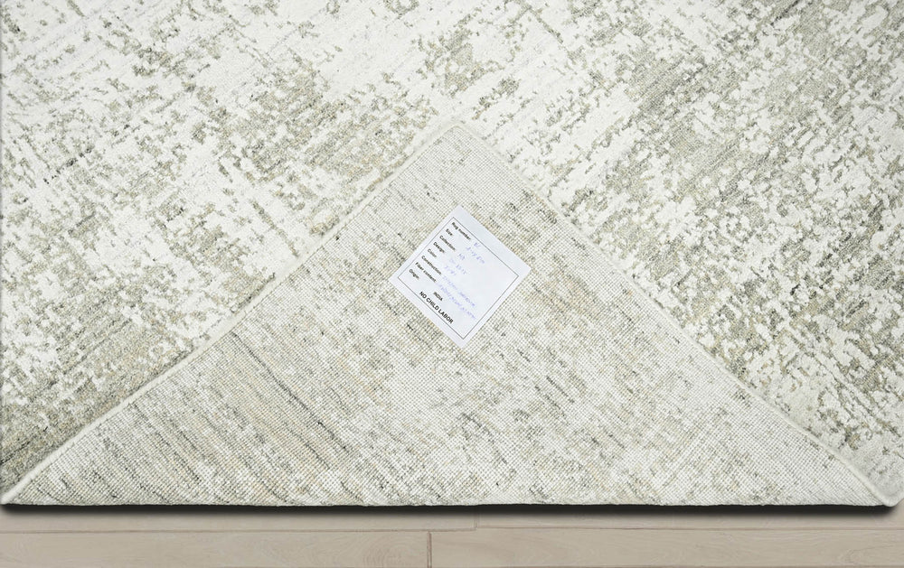 4x6 Beige, Gray, Ivory Color Hand Knotted 100% Wool Modern & Contemporary Oriental Rug