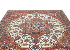 9x12 Rose, Rust, Ivory Color Hand Knotted Oushak Wool Oriental Rug