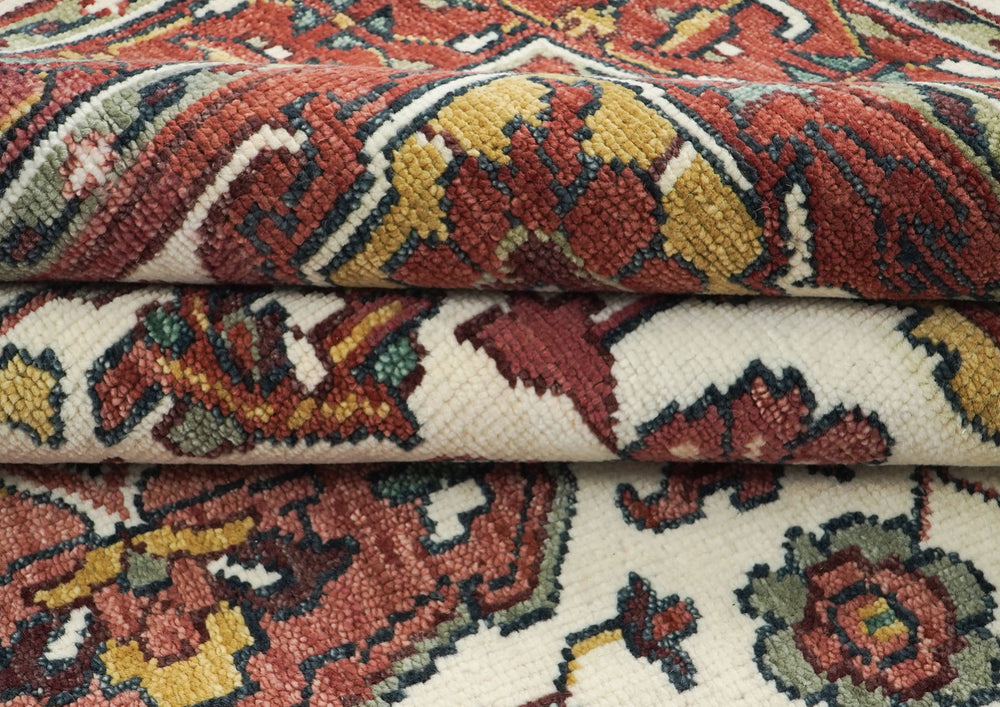 9x12 Rose, Rust, Ivory Color Hand Knotted Oushak Wool Oriental Rug