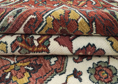 9x12 Rose, Rust, Ivory Color Hand Knotted Oushak Wool Oriental Rug