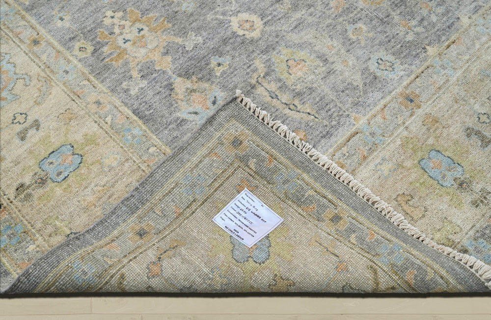 Multi Size Blue Tan Beige Color Hand Knotted Oushak Wool Traditional Oriental Rug