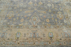 Multi Size Blue Tan Beige Color Hand Knotted Oushak Wool Traditional Oriental Rug
