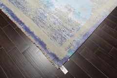 9x12 Blue, Gray, Purple Color Hand Knotted Sherpa 100% Wool Modern & Contemporary Oriental Rug