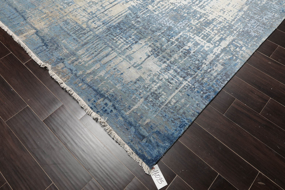 9x12 Gray, Blue, Color Hand Knotted 100% Wool Modern & Contemporary Oriental Rug