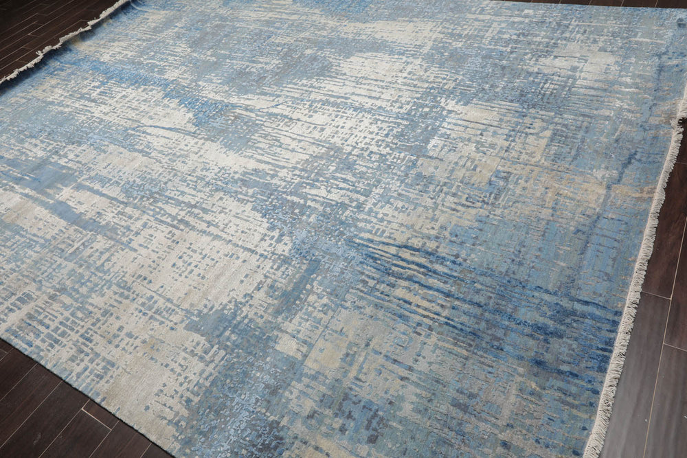 9x12 Gray, Blue, Color Hand Knotted 100% Wool Modern & Contemporary Oriental Rug