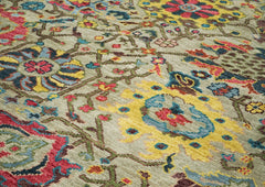 9x12 Mint, Gold, Lime Color Hand Knotted Oushak Wool Oriental Rug