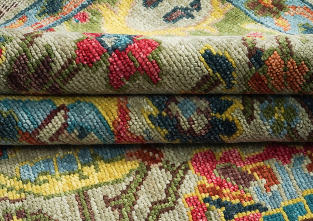 9x12 Mint, Gold, Lime Color Hand Knotted Oushak Wool Oriental Rug