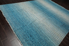 9x12 Aqua, Beige, Gray Color Hand Knotted 100% Wool Modern Oriental Rug
