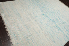 8x10 Ivory, Aqua, Blue Color Hand Knotted 100% Wool Modern Oriental Rug