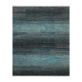 8x10 Blue, Charcoal, Aqua Color Hand Knotted 100% Wool Modern Oriental Rug